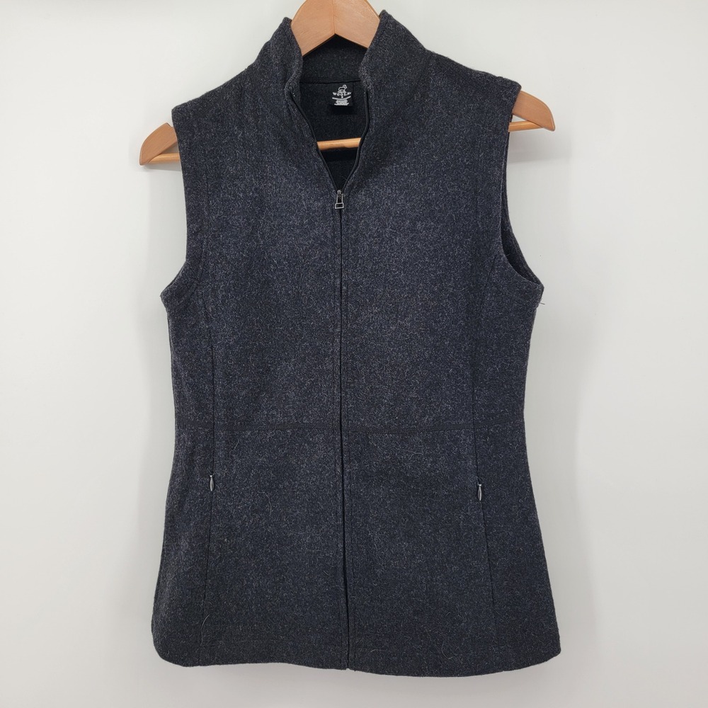 Woolx Vest Womens S Charcoal Gray Merino Wool Zip Mock Neck Pocket
